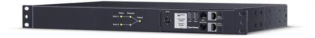 Alt view image 2 of 9 - CyberPower PDU44004G Single Phase 240 - 200 VAC 15A Switched ATS, 12 Outlets, 10 ft, 2 x IEC-320 C14, Horizontal, 1U, SNMP, LCD