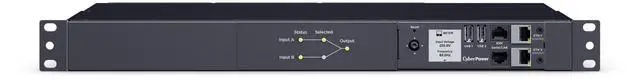 Main image of CyberPower PDU44005G Single Phase 200 - 240 VAC 20A Switched ATS, 10 Outlets, 10 ft, 2 x IEC-320 C20, Horizontal, 1U, SNMP, LCD