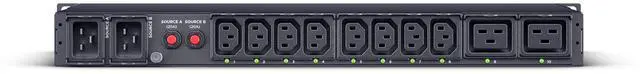 Alt view image 4 of 9 - CyberPower PDU44005G Single Phase 200 - 240 VAC 20A Switched ATS, 10 Outlets, 10 ft, 2 x IEC-320 C20, Horizontal, 1U, SNMP, LCD