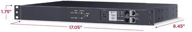 Alt view image 6 of 9 - CyberPower PDU44005G Single Phase 200 - 240 VAC 20A Switched ATS, 10 Outlets, 10 ft, 2 x IEC-320 C20, Horizontal, 1U, SNMP, LCD