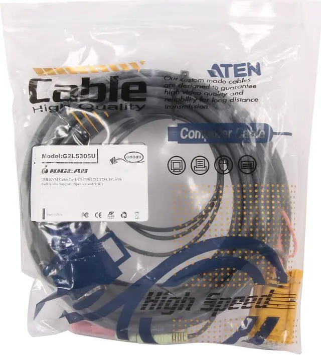 Alt view image 3 of 3 - IOGEAR 15 feet Micro-Lite Bonded All-in-One USB KVM Cable G2L5305U