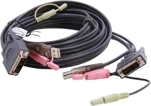 Alt view image 2 of 3 - IOGEAR 10 ft. Single Link DVI-D USB KVM Cable G2L7D03U