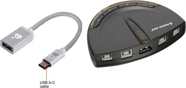 Alt view image 2 of 6 - IOGEAR GUB431CA1KIT 4-Port USB 2.0 Printer Switch with USB-A to USB-C Adapter Kit