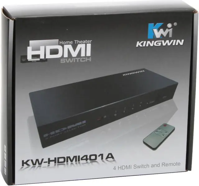 Alt view image 6 of 6 - Kingwin KW-HDMI401A 4 Port Selector HDMI Switch and Remote