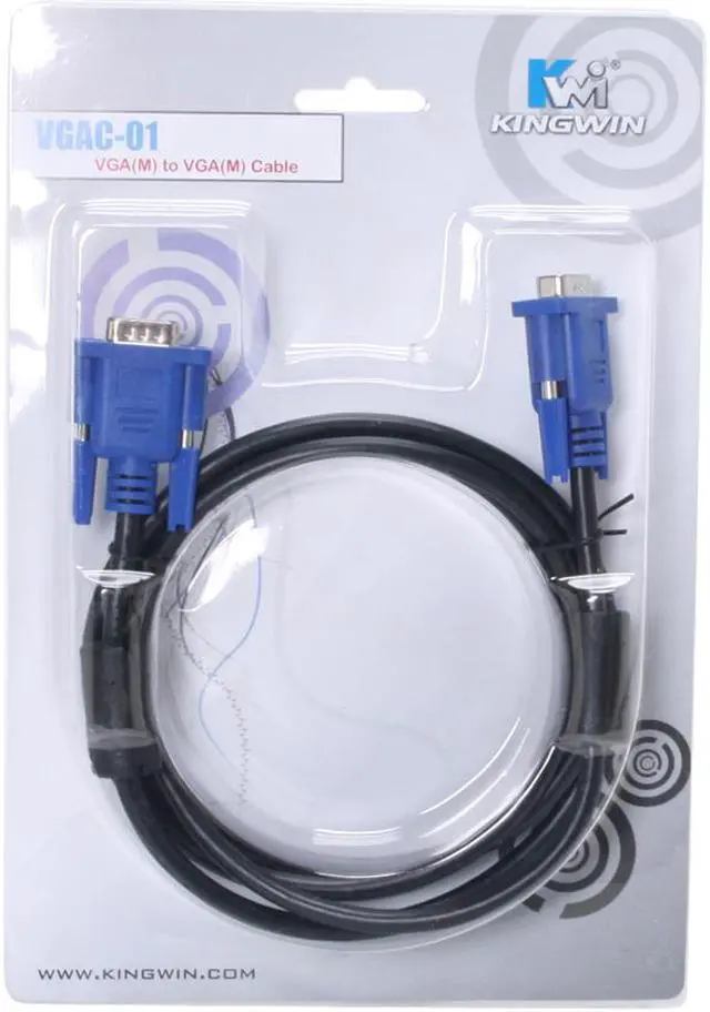 Alt view image 3 of 3 - KINGWIN VGAC-01 6 ft. (1800 mm) VGA Male (15pin) to VGA Male (15pin) Cable