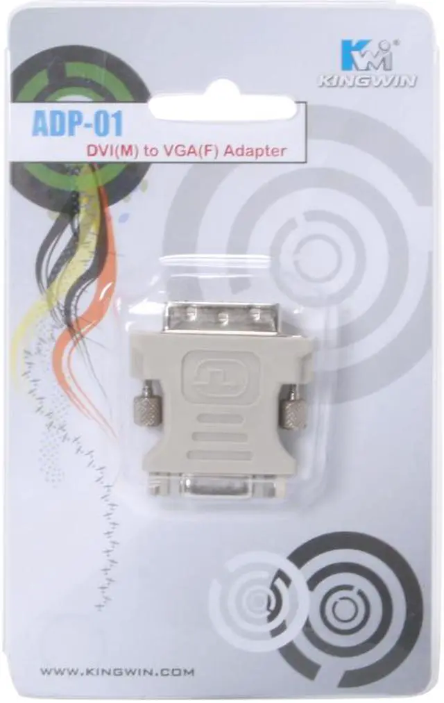 Alt view image 4 of 4 - KINGWIN ADP-01 DVI-I MALE (24 + 5 pin) to VGA HD 15 Female Adapter