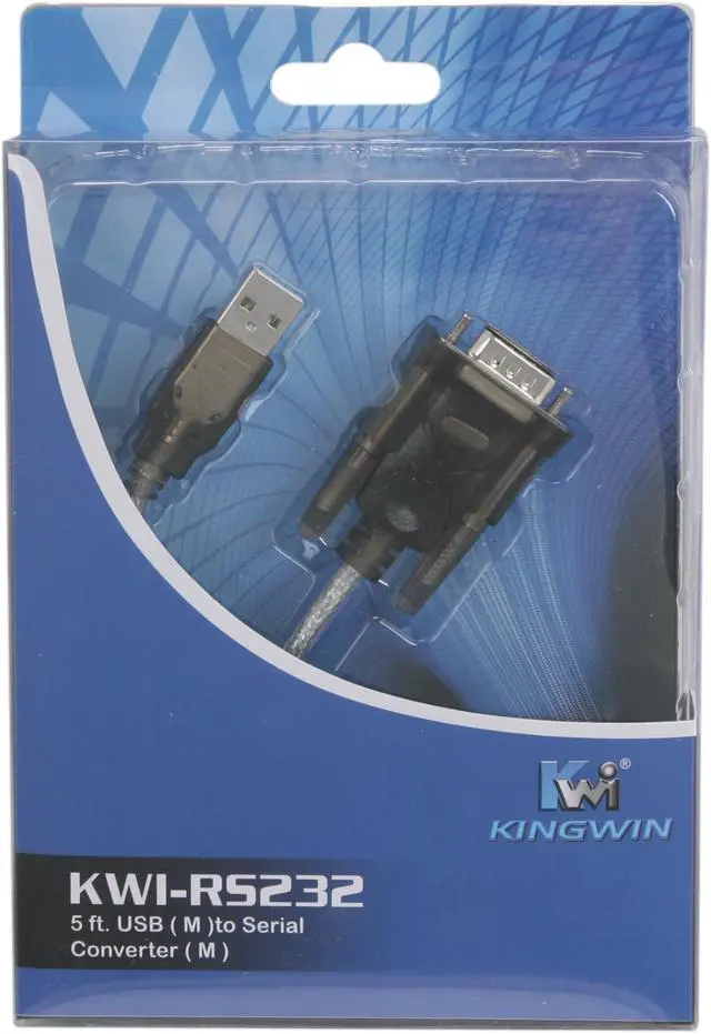 Alt view image 3 of 3 - KINGWIN Model RS232 5 ft. USB (M) to RS232 (M) Serial Converter Male to Male