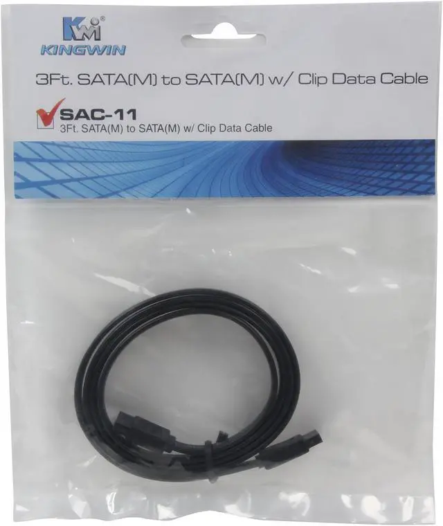 Alt view image 3 of 3 - KINGWIN SAC-11 SATA (M) to SATA (M) w/ Clip Data Cable