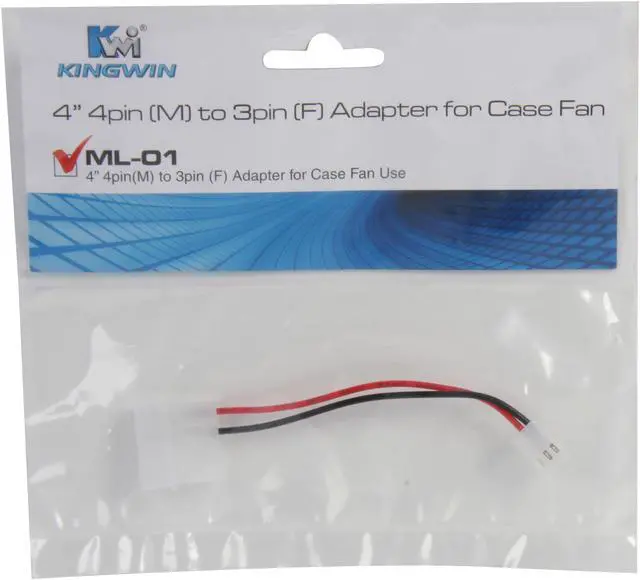 Alt view image 4 of 4 - KINGWIN ML-01 4 in. 4 Pin (M) to 3 Pin (F) Adapter Cable