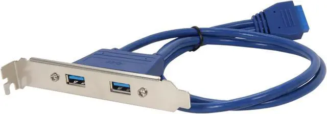 Alt view image 2 of 3 - KINGWIN KW-PCI2USB3 Blue 2 Port USB 3.0 Bracket 20pin Header Cable