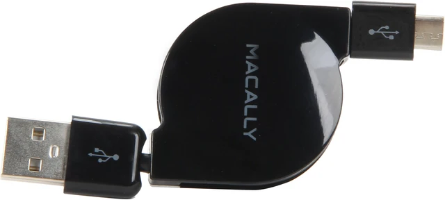 Main image of Macally USBSyncMP Black MicroUSB to USB Retractable Sync & Charge Cable