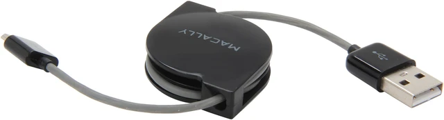 Alt view image 2 of 5 - Macally USBSyncMP Black MicroUSB to USB Retractable Sync & Charge Cable
