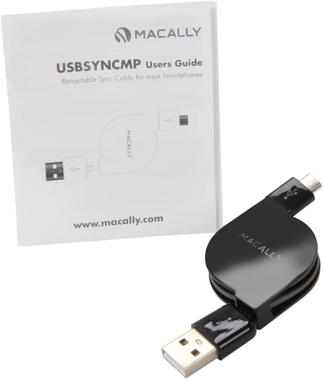 Alt view image 4 of 5 - Macally USBSyncMP Black MicroUSB to USB Retractable Sync & Charge Cable