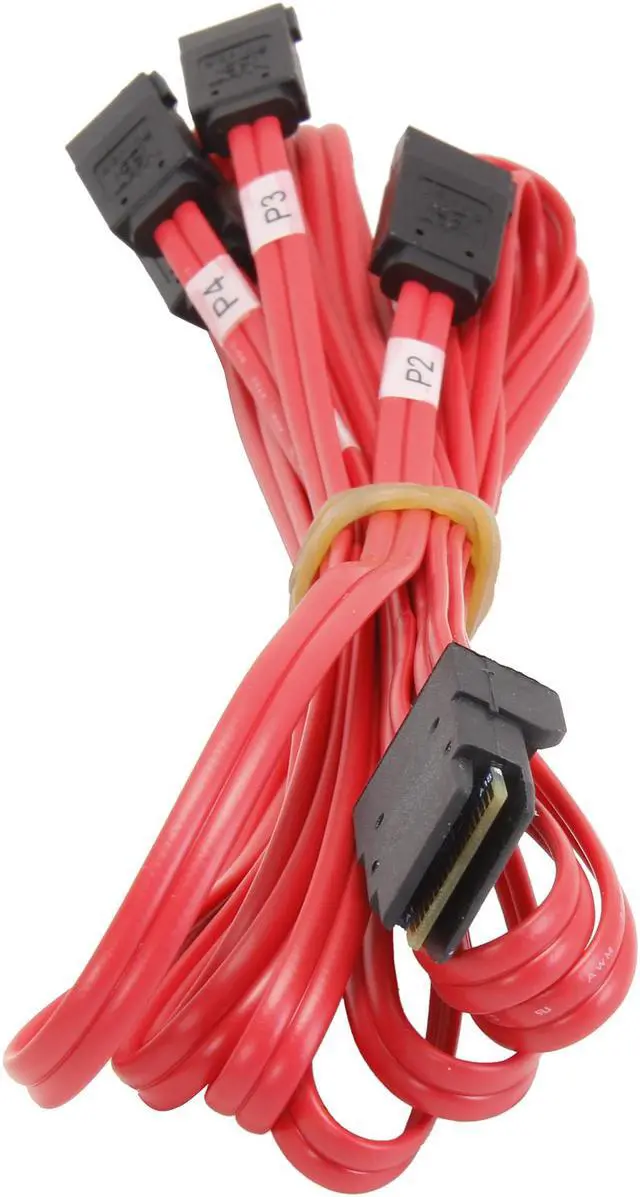 Alt view image 2 of 3 - Tripp Lite Model S508-003 3 ft. Internal SAS Cable, 4-Lane mini-SAS (SFF-8087) to 4xSATA 7pin (SFF-8482)