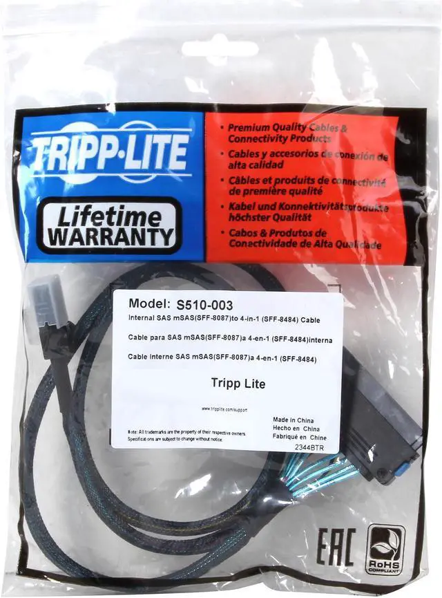 Alt view image 3 of 3 - Tripp Lite S510-003 3Ft Minisas Sff8087 To Sff8484 Internal Sas Cable 100. New S510-003