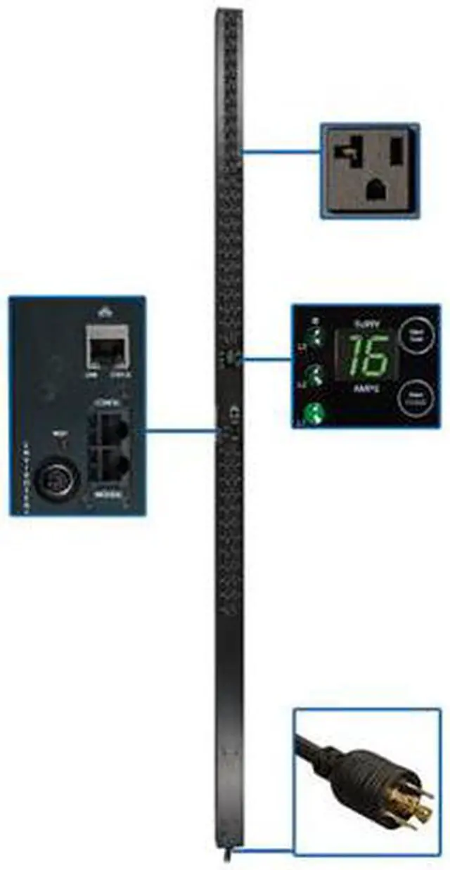Alt view image 3 of 5 - Tripp Lite PDU3VN10L2120LV Monitored 120V single phase 16 A 10 ft 3-Phase 5.7 kW PDU