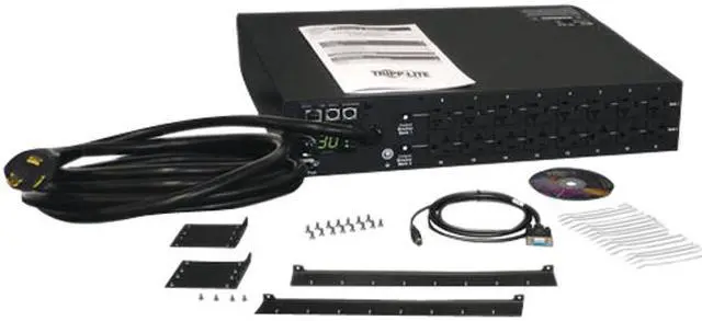 Alt view image 4 of 4 - Tripp Lite Monitored PDU, 30A, 16 Outlets (5-15/20R), 120V, L5-30P, 10 ft. Cord, 2U Rack-Mount Power (PDUMNH30)