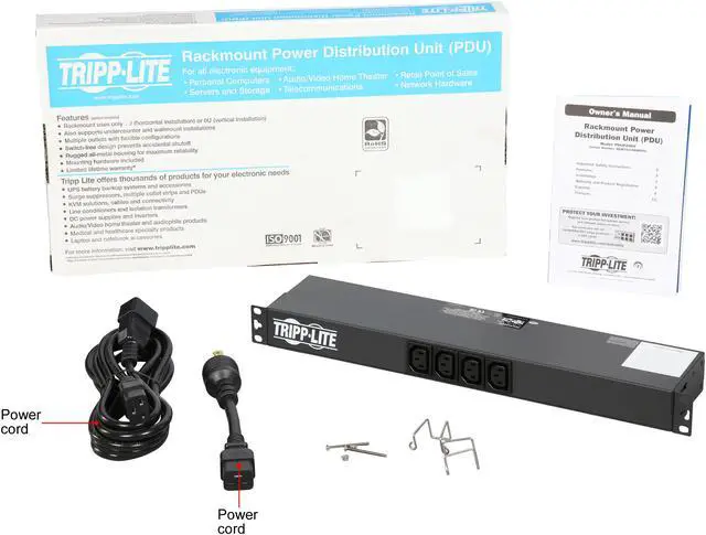 Alt view image 5 of 5 - Tripp Lite PDUH20DV Basic 1U 100 - 240V 20A 12 ft Power Distribution Unit