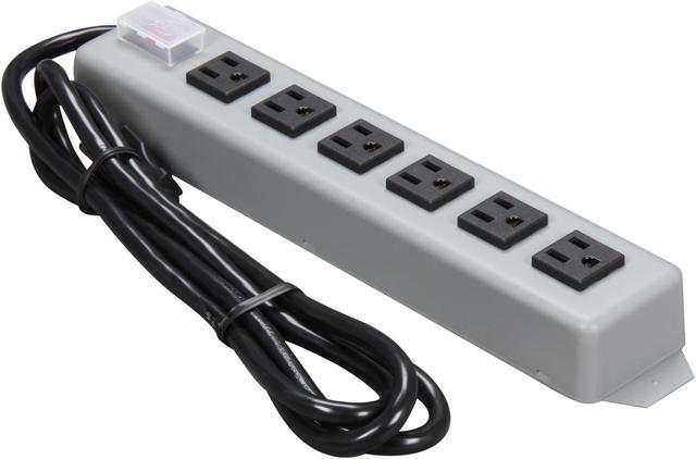 Waber Industrial Power Strip, 3-Outlet, 6 ft. Cord, 5-15P, Switch