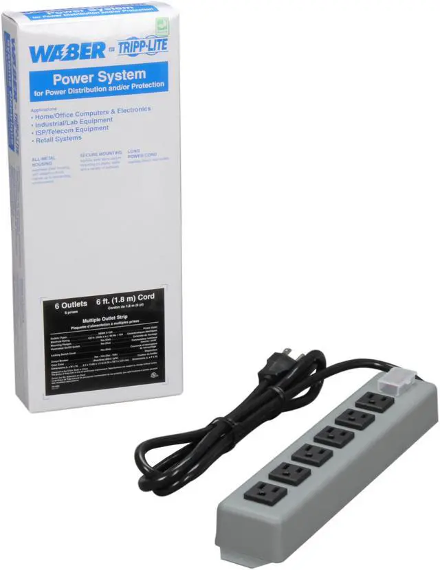 Alt view image 4 of 4 - TRIPP LITE 6SP 6 Outlets Power Strip 120V Input Voltage 6 ft. Cord Length