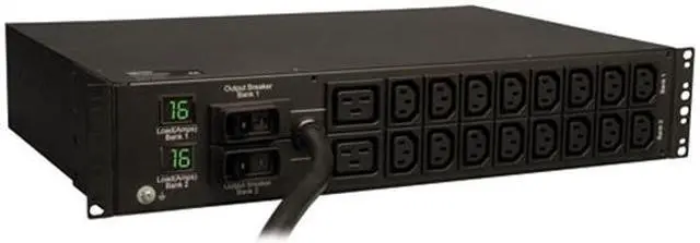 Main image of Tripp Lite PDUMH32HV Metered 2U 230V  12ft Single Phase PDU, 7.3kW, 18 outlets (C13 & C19), IEC-309 Blue 32A Input Connection