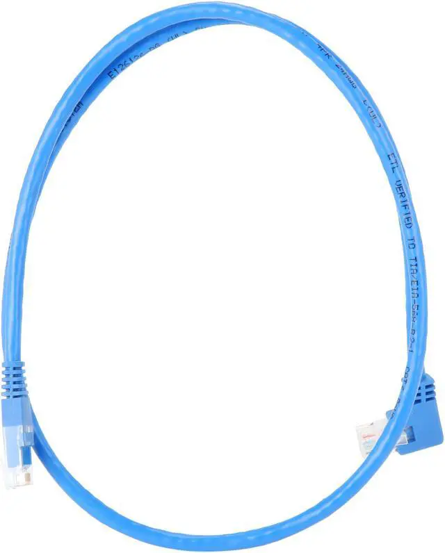 Alt view image 2 of 3 - TRIPP LITE N204-003-BL-LA 3 ft. Cat 6 Blue Gigabit Left Angle to Straight Patch Cable
