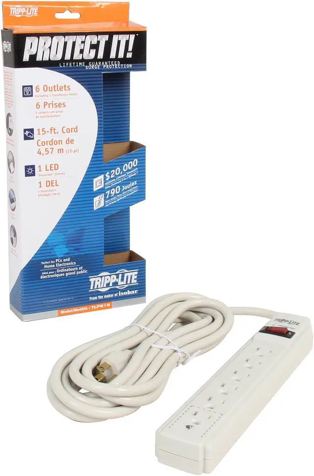 Alt view image 5 of 8 - TRIPP LITE TLP615 15 Feet 6 Outlets 790 Joules Surge Suppressor