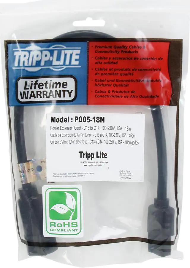 Alt view image 3 of 3 - Tripp Lite Model P005-18N 1.5 ft. Heavy-Duty 14AWG Power Cord