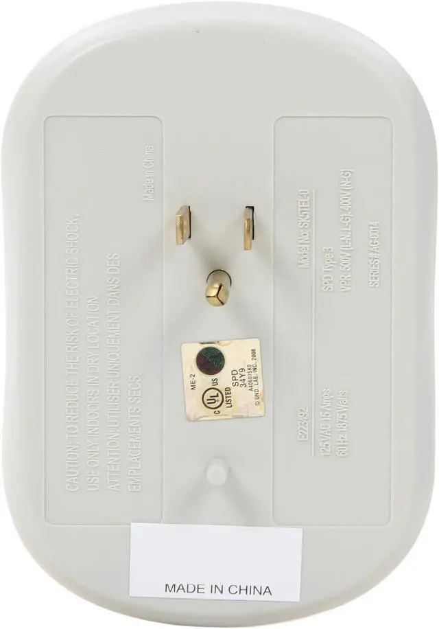 Alt view image 4 of 6 - TRIPP LITE SK5TEL-0 5 Outlets 1080 joules Wallmount Direct Plug-In Protect It! Surge Suppressor