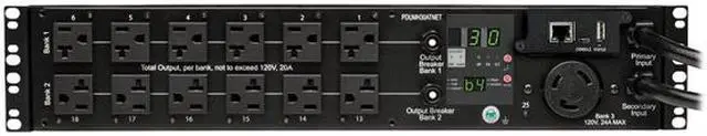 Alt view image 3 of 7 - Tripp Lite PDUMH30ATNET Switched 2U 120V 30A 10 Feet Power Distribution Unit