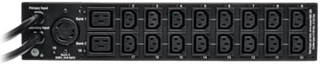 Alt view image 3 of 6 - Tripp Lite 5.76 kWatts Single-Phase ATS / Switched PDU, LX Platform Interface, 208 / 240V (16 x C13, 2 x C19 & 1 x L6-30R) 2 x L6-30P Inputs, 2U Rack-Mount, TAA (PDUMH30HVATNET)