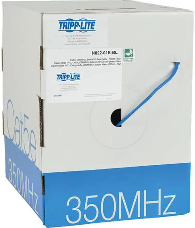 Main image of Tripp Lite Cat 5/Cat5e  Bulk Solid-Core PVC Cable, 350 MHz, Blue, 1000 ft. (N022-01K-BL)