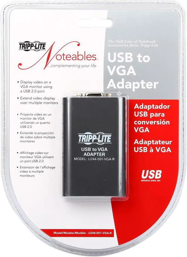 Alt view image 7 of 7 - Tripp Lite USB 2.0 to VGA Dual/Multi-Monitor External Video Graphics Card Adapter, 128 MB SDRAM, 1080p @ 60hz (U244-001-VGA-R)