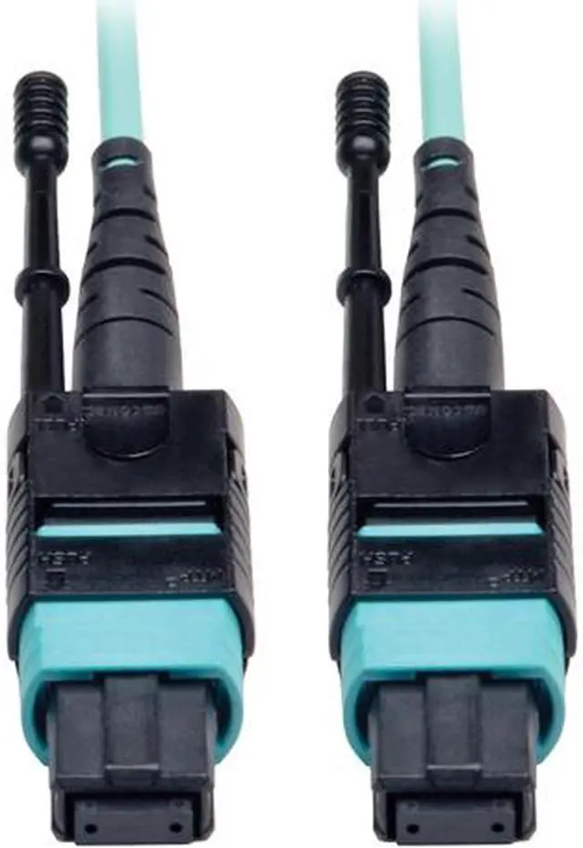 Main image of Tripp Lite 2 Meter MTP / MPO Patch Cable, 12 Fiber, 40GbE Aqua OM3 Plenum