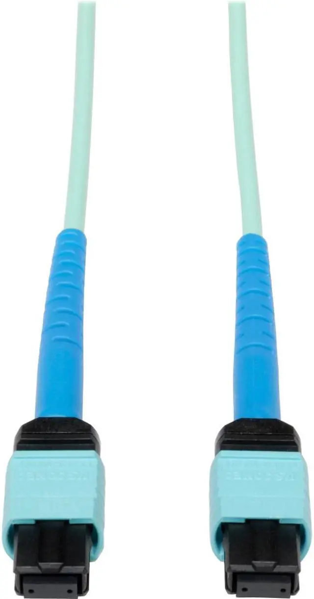 Main image of Tripp Lite 10 Meter MTP / MPO Patch Cable, 24 Fiber, 100GbE Aqua OM3 Plenum