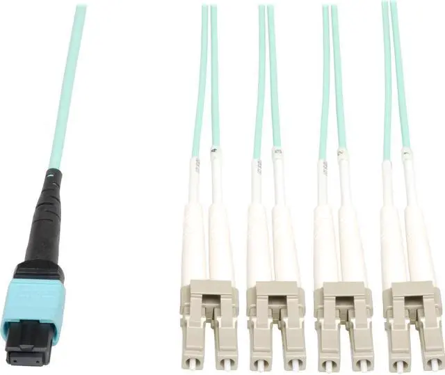 Main image of Tripp Lite N844-03M-8LC-P MTP / MPO Fan-out Cable, MTP/MPO to 8xLC, 40GbE, 40GBASE-SR4,OM3 Plenum-rated - Aqua, 3M (10-ft.)
