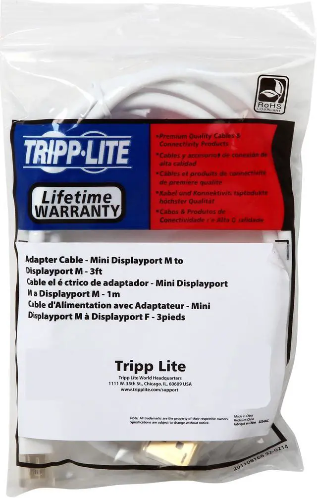 Alt view image 3 of 3 - Tripp Lite Model P583-003 Mini Displayport to Displayport Cable Male to Male