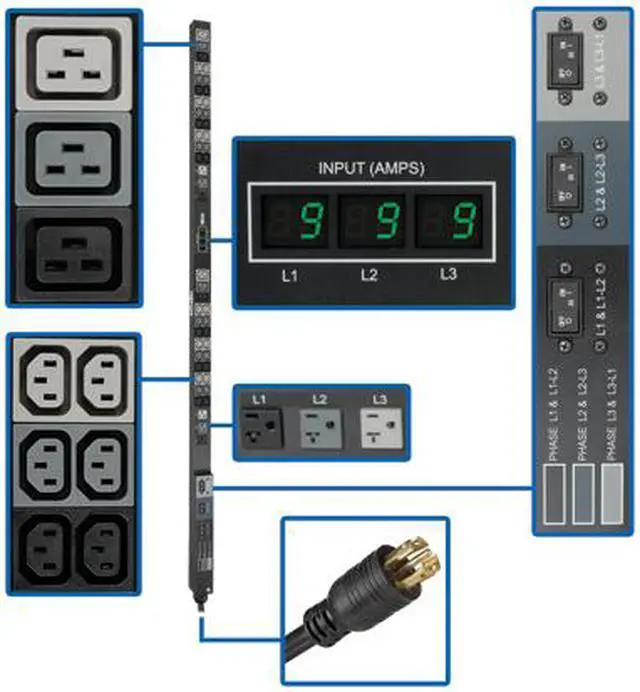 Alt view image 2 of 9 - Tripp Lite Metered PDU3MV6L2130 48-Outlets 8.6kW PDU