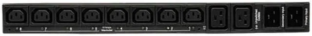 Alt view image 2 of 3 - Tripp Lite Metered PDU with ATS, 3.2 - 3.8 kW Single-Phase 200-240V (8 x C13 & 2 x C19), 2 x C20, 12 Feet Cord, 1U Rack-Mount, TAA (PDUMH20HVAT)