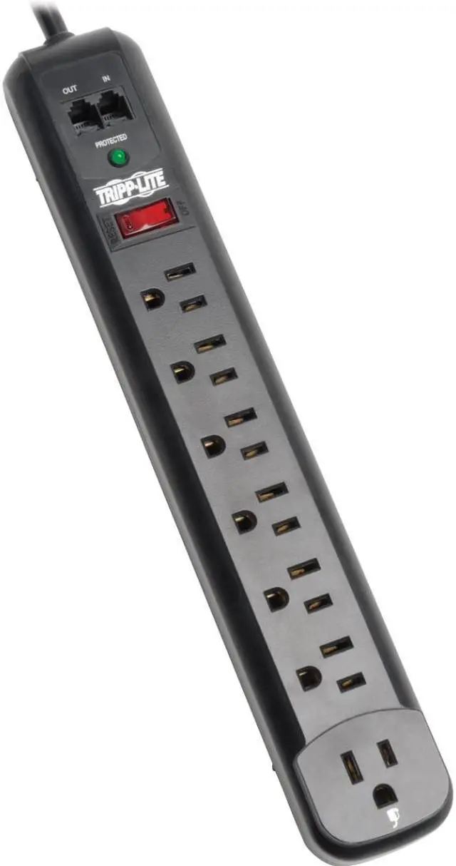 Main image of TRIPP LITE TLP76RBTEL 6 ft 7 Outlets 1080 J Surge Suppressor