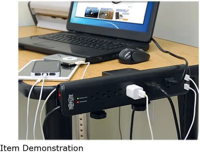 Alt view image 2 of 6 - Tripp Lite TLP606DMUSB Protect It! 6- Outlet Clamp-Mount Surge Protector, 6-ft. Cord, 2100 Joules, 2 USB Charging Ports (2.1A total)