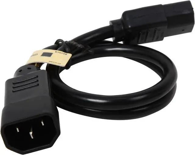 Alt view image 2 of 3 - Tripp Lite Model P004-002-13A 2 ft. Black 16AWG SJT, 13A, 100-250V IEC-320-C14 to IEC-320-C13 Power Cord Male to Female
