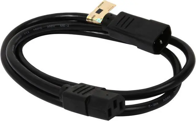 Alt view image 2 of 3 - Tripp Lite Model P004-004-13A 4 ft. Black 16AWG SJT, 13A, 100-250V IEC-320-C14 to IEC-320-C13 Power Cord Male to Female