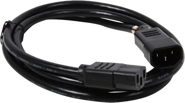 Alt view image 2 of 3 - Tripp Lite Model P004-006-13A 6 ft. Black 16AWG SJT, 13A, 100-250V IEC-320-C14 to IEC-320-C13 Power Cord Male to Female
