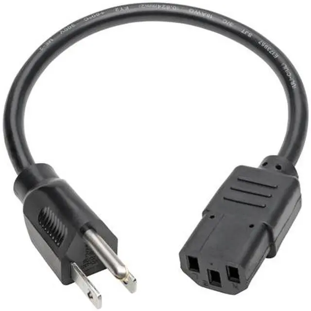 Alt view image 2 of 6 - Tripp Lite Universal Computer Power Cord, 10A, 18AWG (NEMA 5-15P to IEC-320-C13), 1-ft. (P006-001)