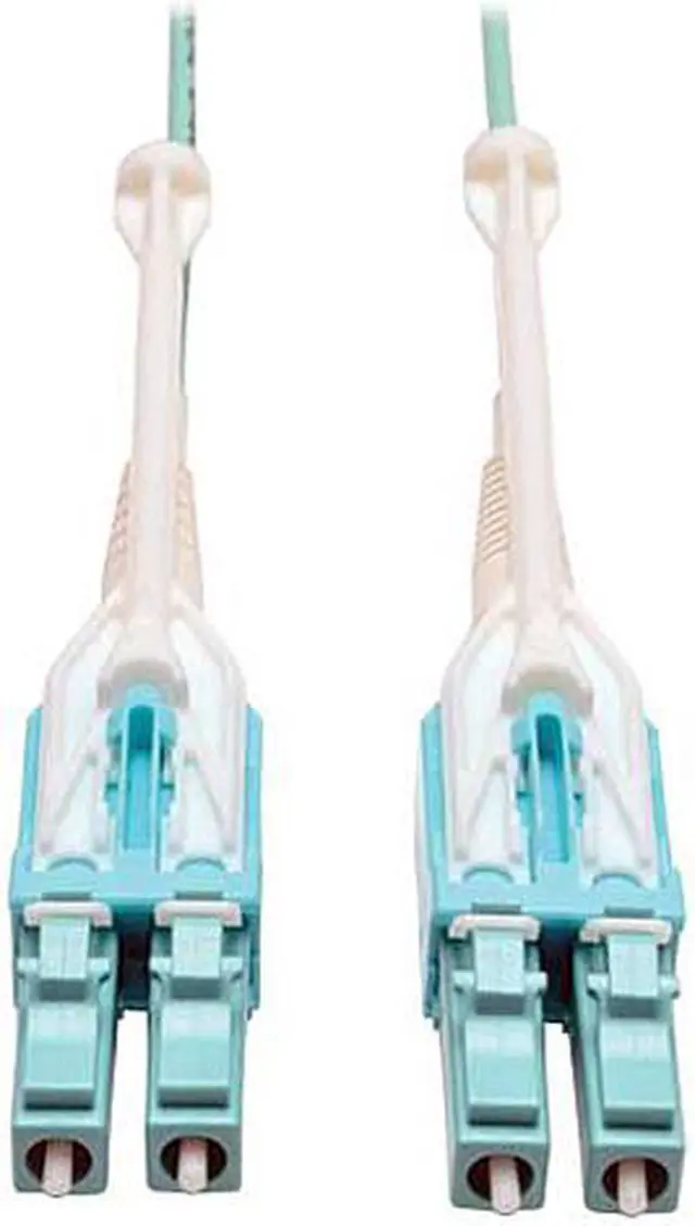 Main image of Tripp Lite 10Gb Duplex Multimode 50/125 OM3 LSZH Fiber Patch Cable with Push/Pull Tab Connectors, (LC/LC) - Aqua, 3M (10-ft.) (N820-03M-T)