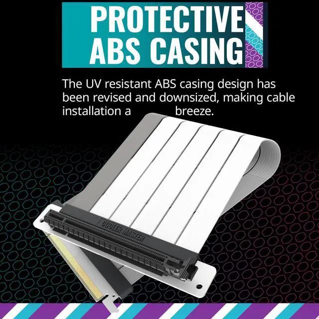 Alt view image 7 of 11 - Cooler Master MasterAccessory Riser Cable PCIe 4.0 x16 300mm V2 White, PCIe 4.0 | Older Compatible, EMI shielded 30 AWG, TPE Cable Sleeves, Protective ABS Casing for GPU Card (MCA-U002R-WPCI40-300)