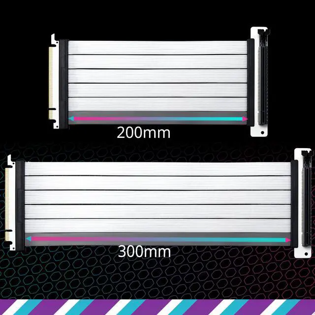 Alt view image 8 of 11 - Cooler Master MasterAccessory Riser Cable PCIe 4.0 x16 300mm V2 White, PCIe 4.0 | Older Compatible, EMI shielded 30 AWG, TPE Cable Sleeves, Protective ABS Casing for GPU Card (MCA-U002R-WPCI40-300)