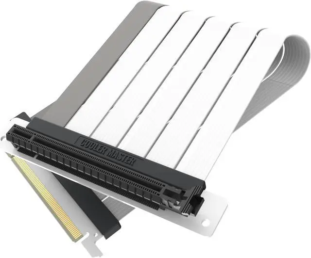 Alt view image 9 of 11 - Cooler Master MasterAccessory Riser Cable PCIe 4.0 x16 300mm V2 White, PCIe 4.0 | Older Compatible, EMI shielded 30 AWG, TPE Cable Sleeves, Protective ABS Casing for GPU Card (MCA-U002R-WPCI40-300)