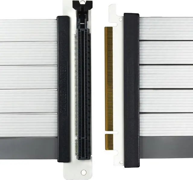 Alt view image 10 of 11 - Cooler Master MasterAccessory Riser Cable PCIe 4.0 x16 300mm V2 White, PCIe 4.0 | Older Compatible, EMI shielded 30 AWG, TPE Cable Sleeves, Protective ABS Casing for GPU Card (MCA-U002R-WPCI40-300)